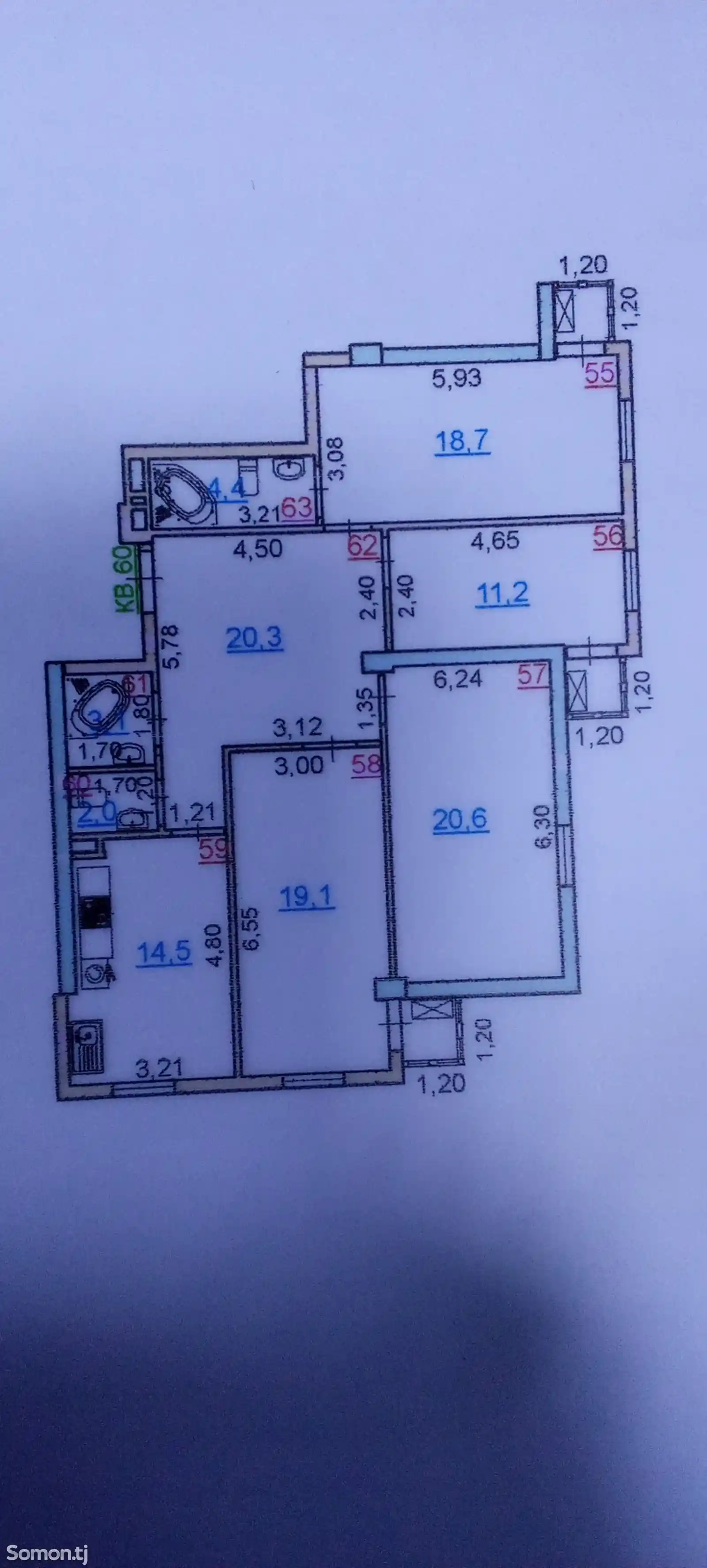 4-комн. квартира, 3 этаж, 114 м², Ёқут - 2000, 9 - Вал