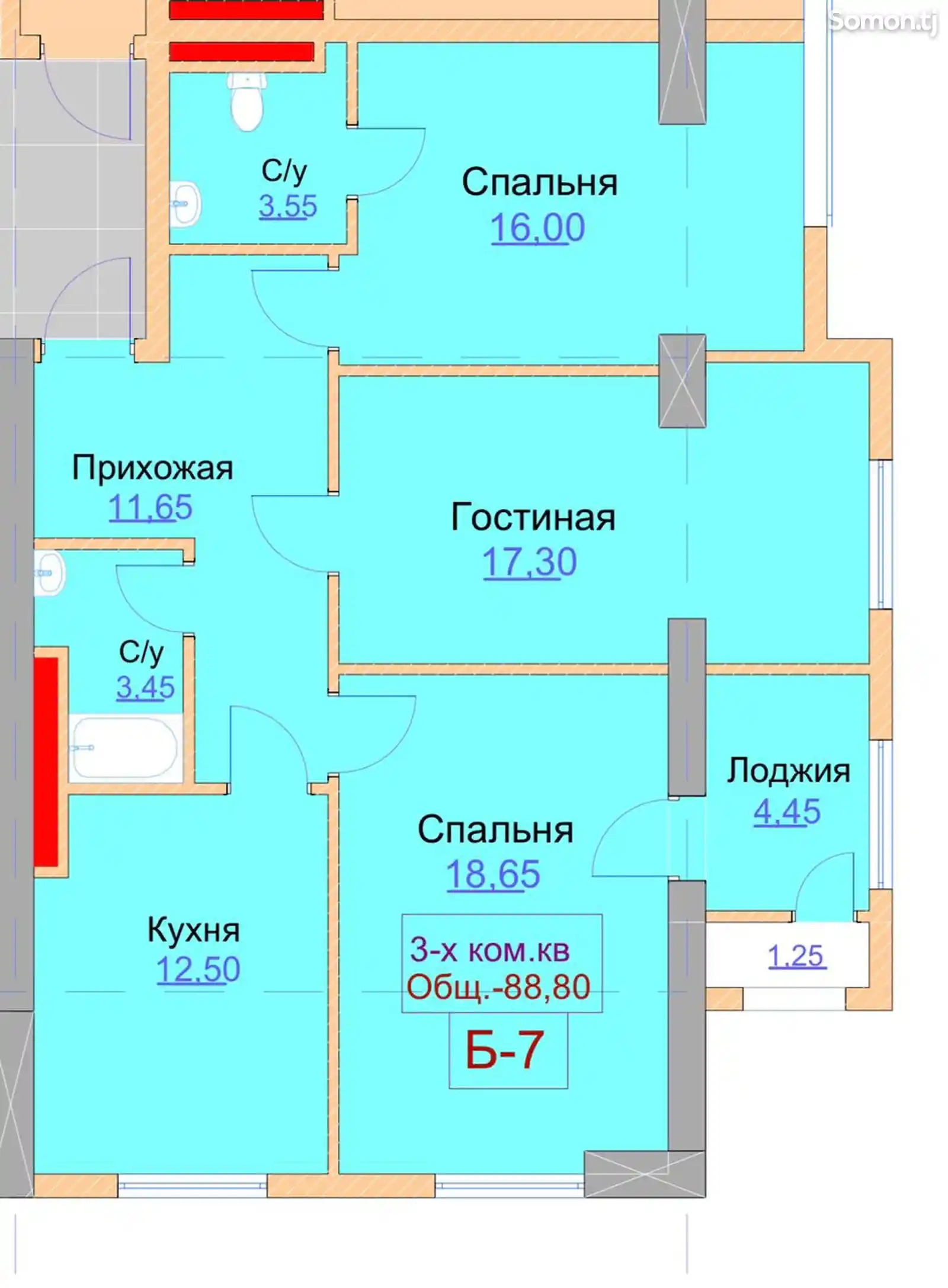 3-комн. квартира, 11 этаж, 89 м², Сафина, Напротив школы №1, BUKHORO TOWER, Центр-9