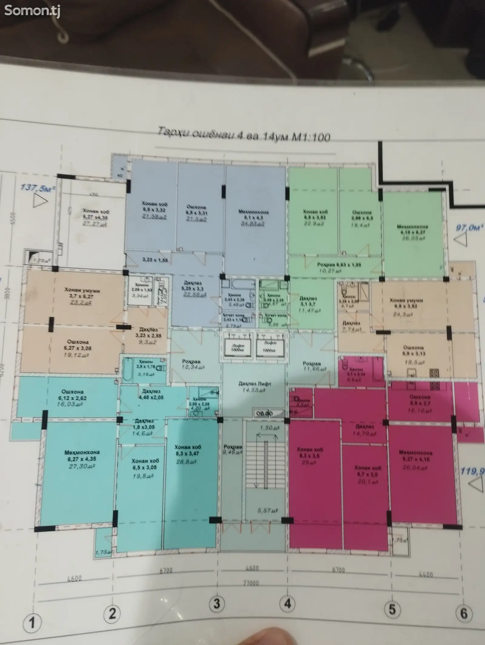 3-комн. квартира, 10 этаж, 97 м², Султони Кабир-3