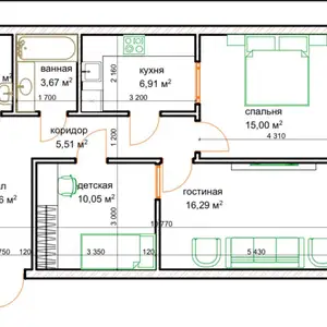 4-комн. квартира, 4 этаж, 120 м², Исмоили Сомони