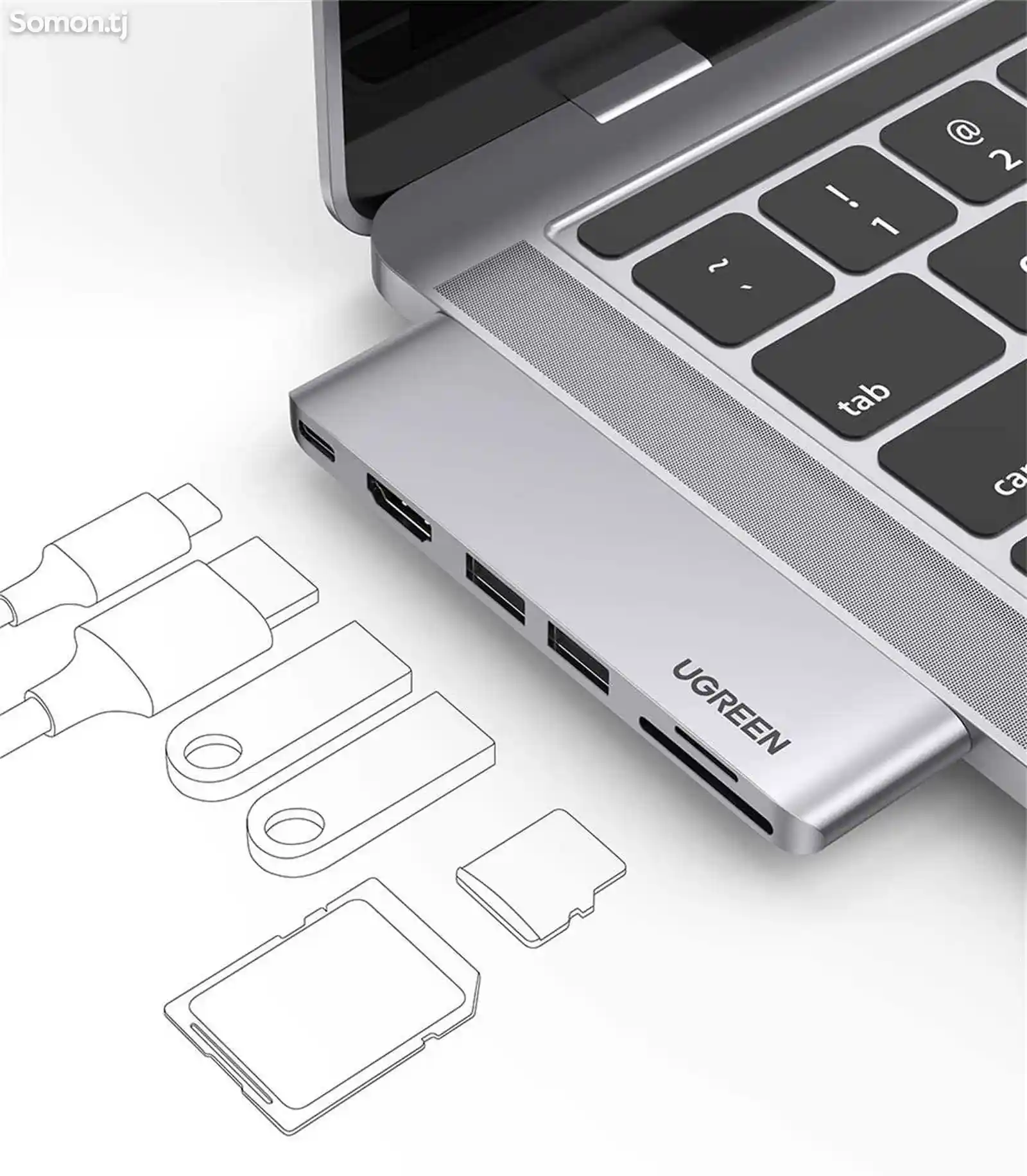 Адаптер Ugreen USB-C Hub for MacBook Pro 6 in 1-2