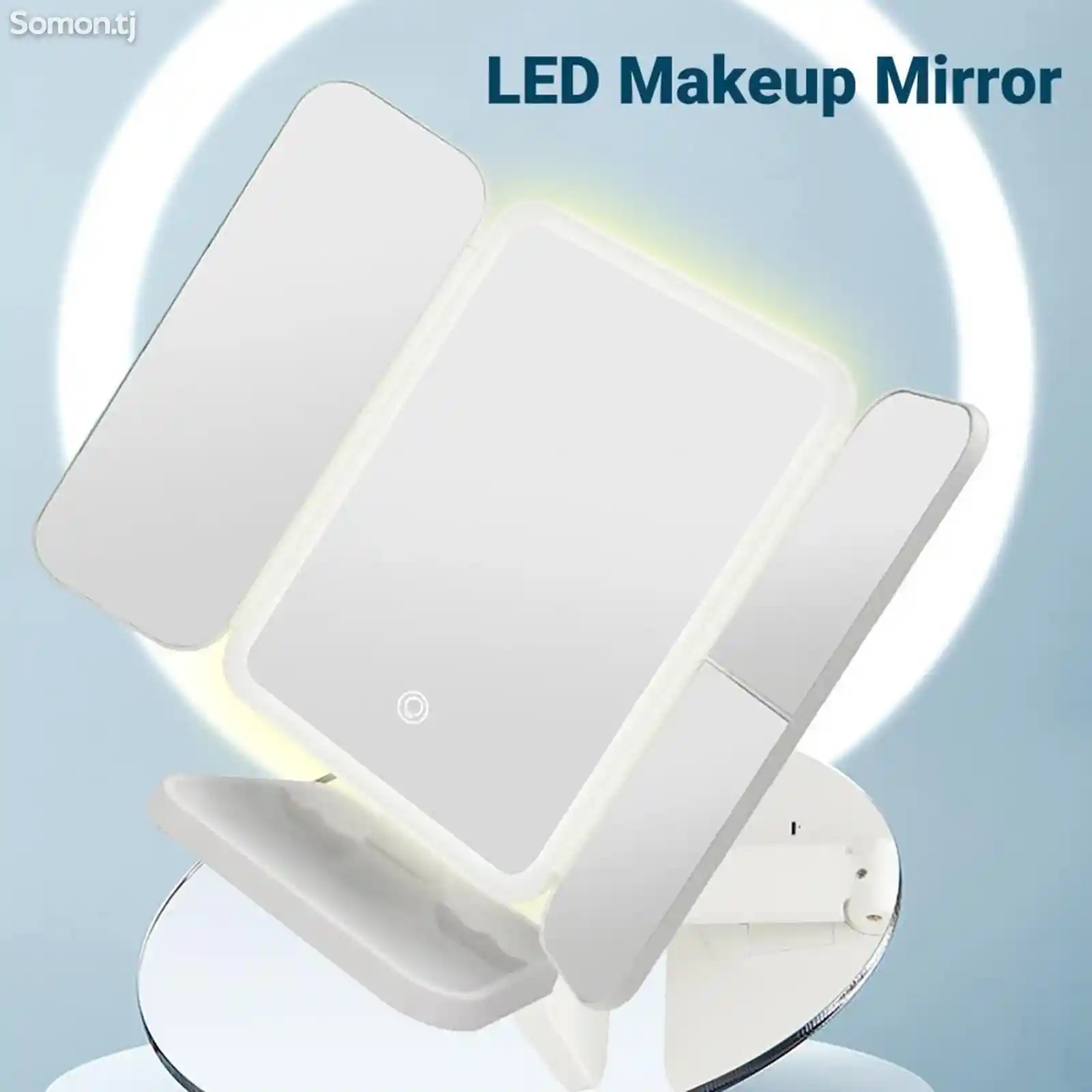 Светодиодное зеркало для макияжа с 3-кратным увеличительным сенсорным управление-8