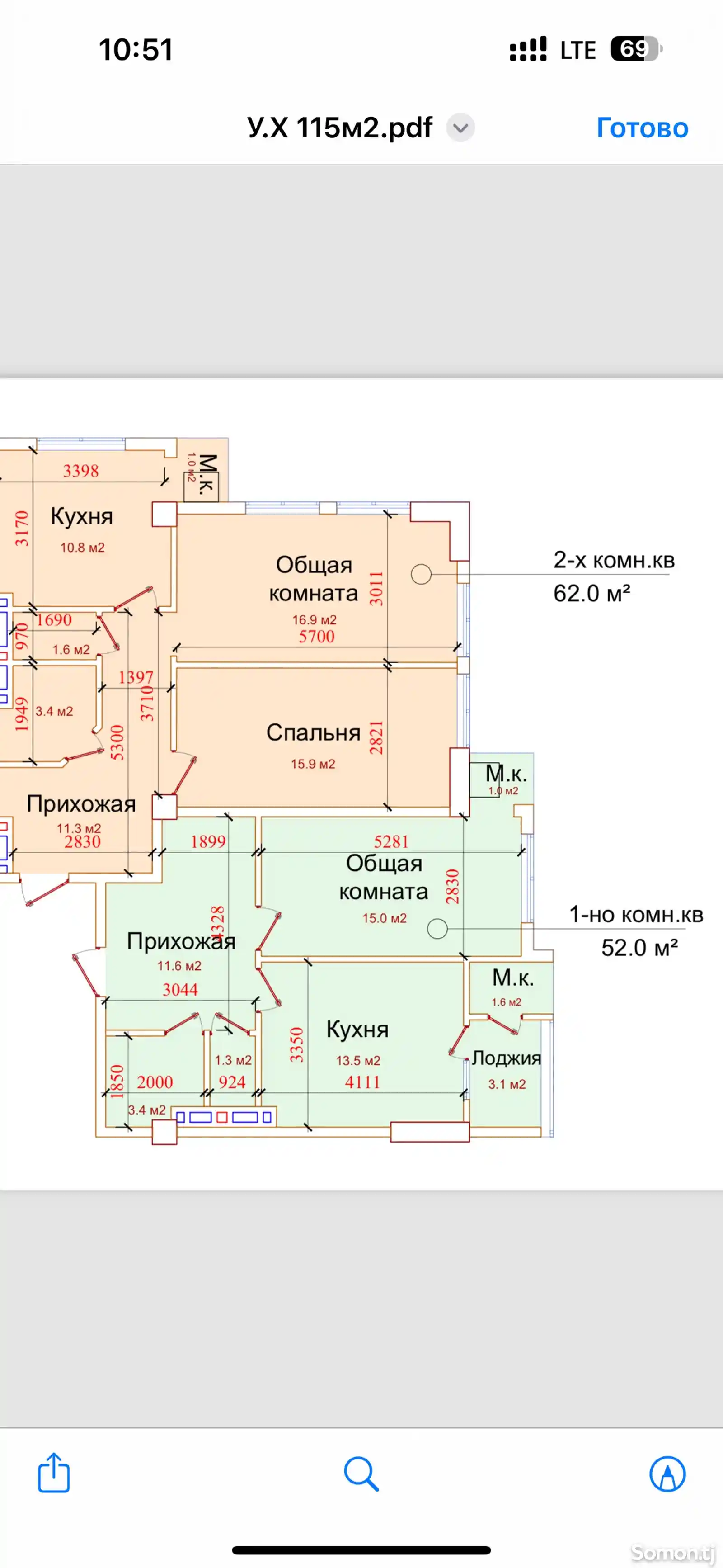 2-комн. квартира, 16 этаж, 52 м², Исмоили Сомони-4