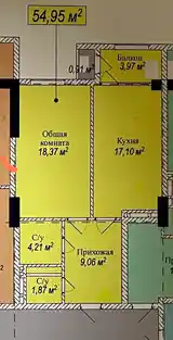 1-комн. квартира, 4 этаж, 55 м², Моҳи нав-4