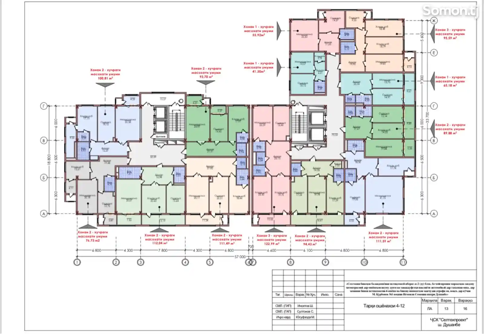 3-комн. квартира, 7 этаж, 112 м², шохмансур-14