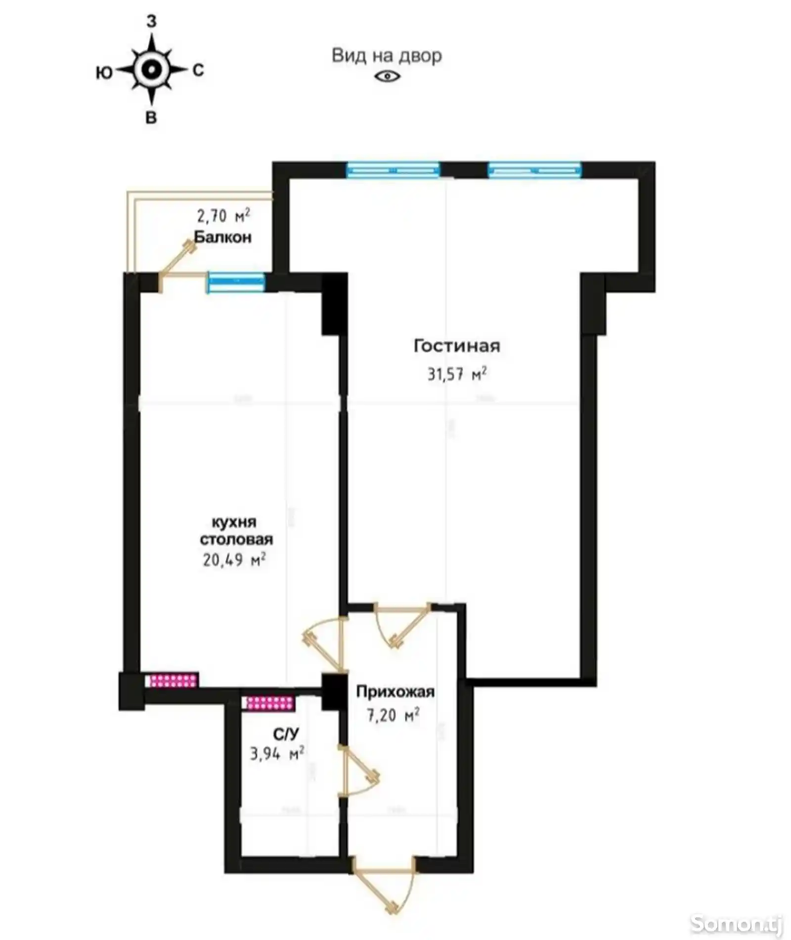 1-комн. квартира, 14 этаж, 67 м², ул.Академическая-4