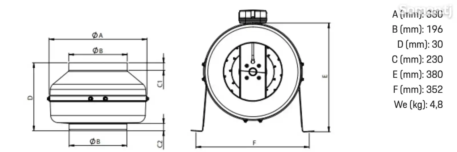 Круглый канальный вентилятор BDTX 200-6