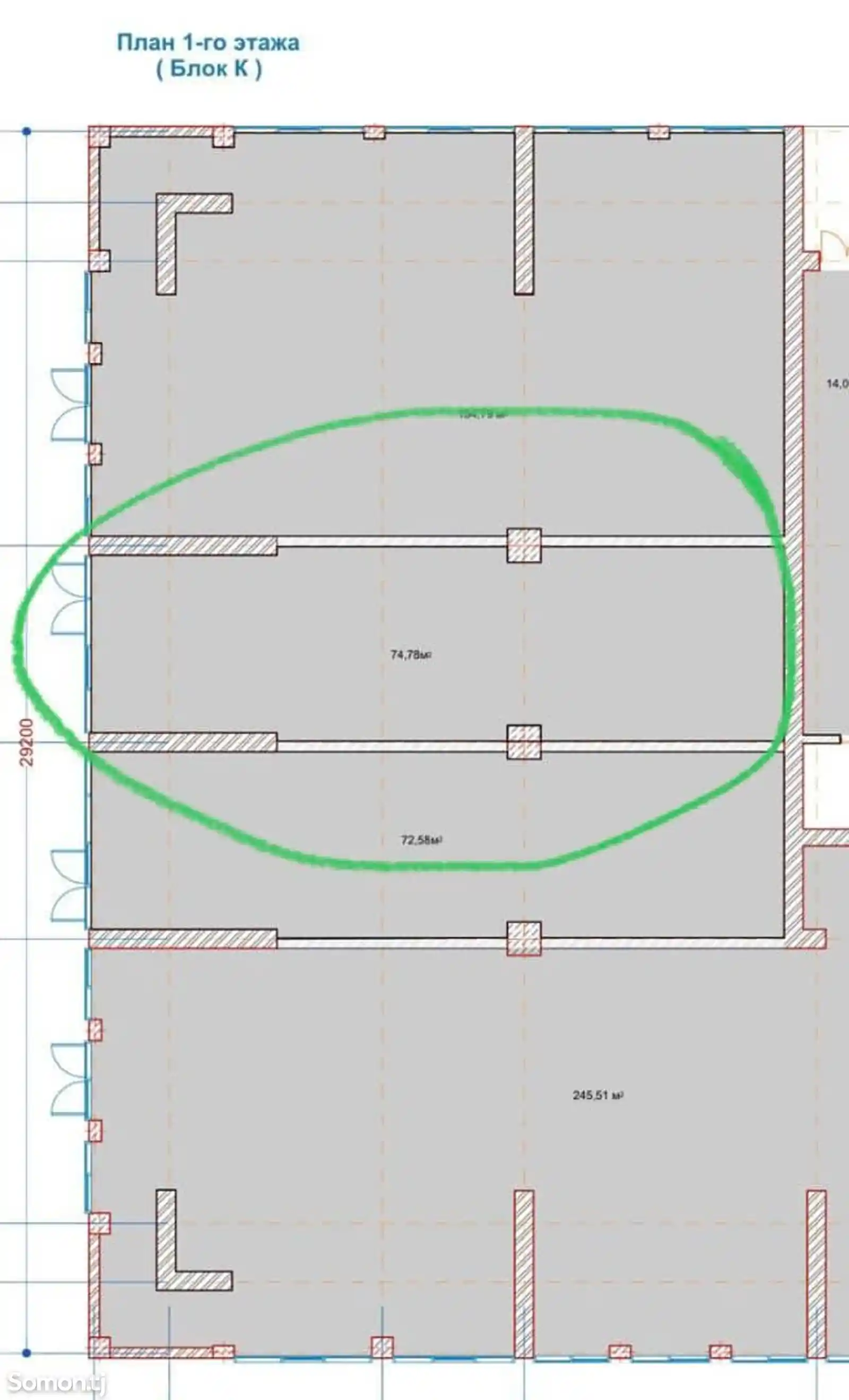 Помещение под свободное назначение, 74м², Бустон сити, Чулочка-3