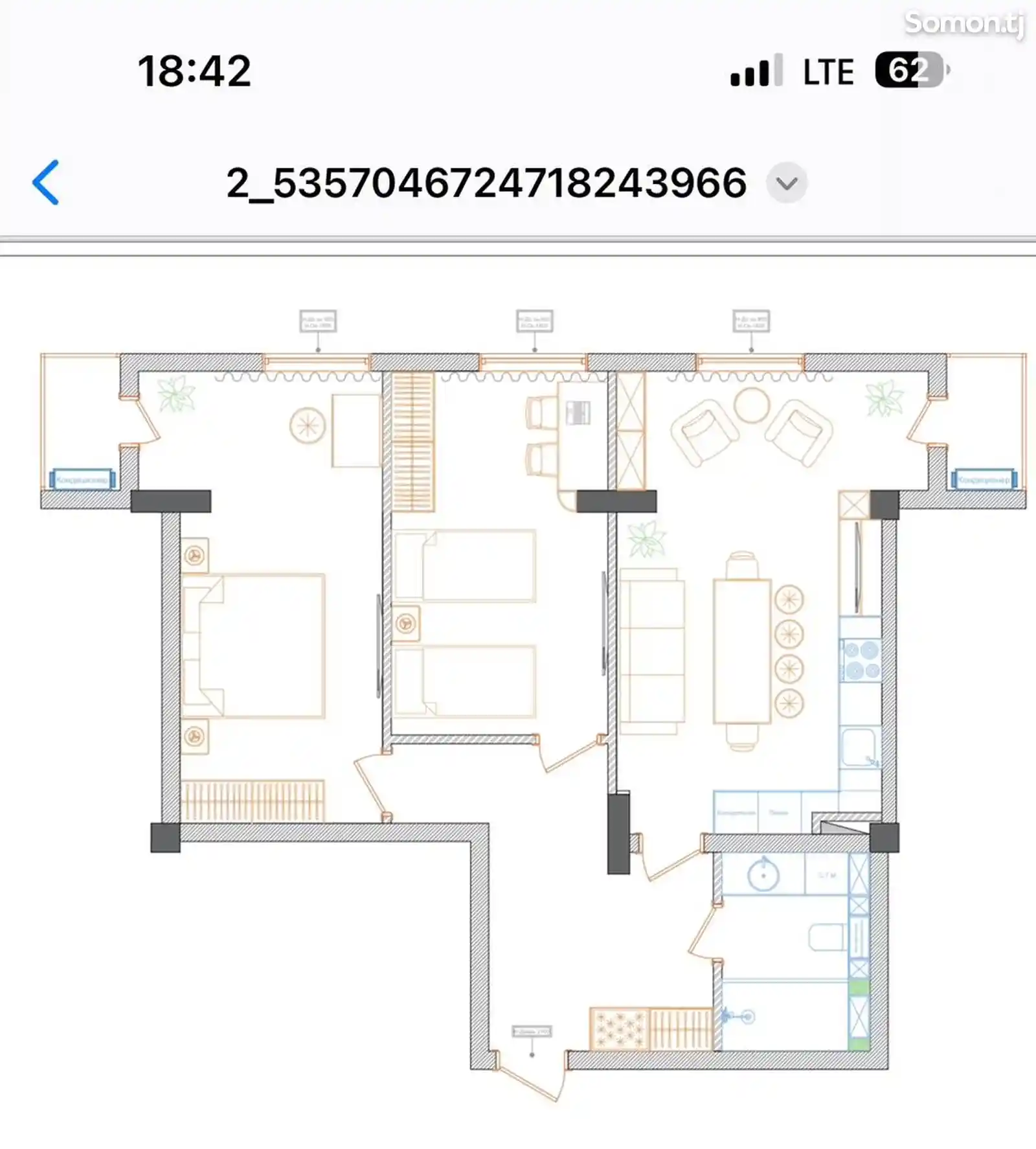 2-комн. квартира, 12 этаж, 83 м², Султони Кабир