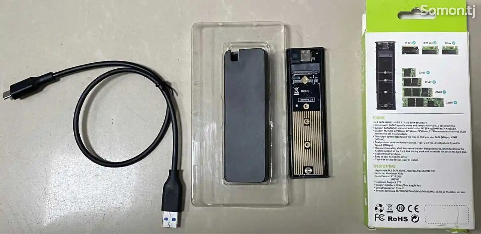 Адаптер USB-to M.2 Nvme Usb 3.1 Type-C-1
