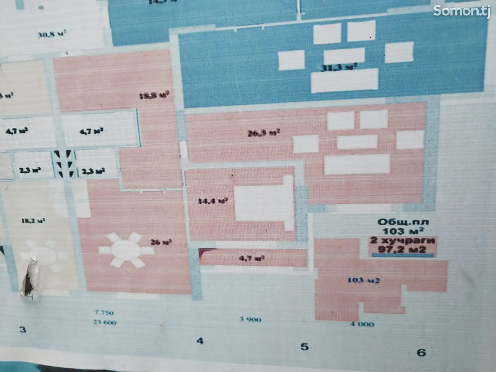 3-комн. квартира, 2 этаж, 97 м², Бозорчаи Гулистон-1