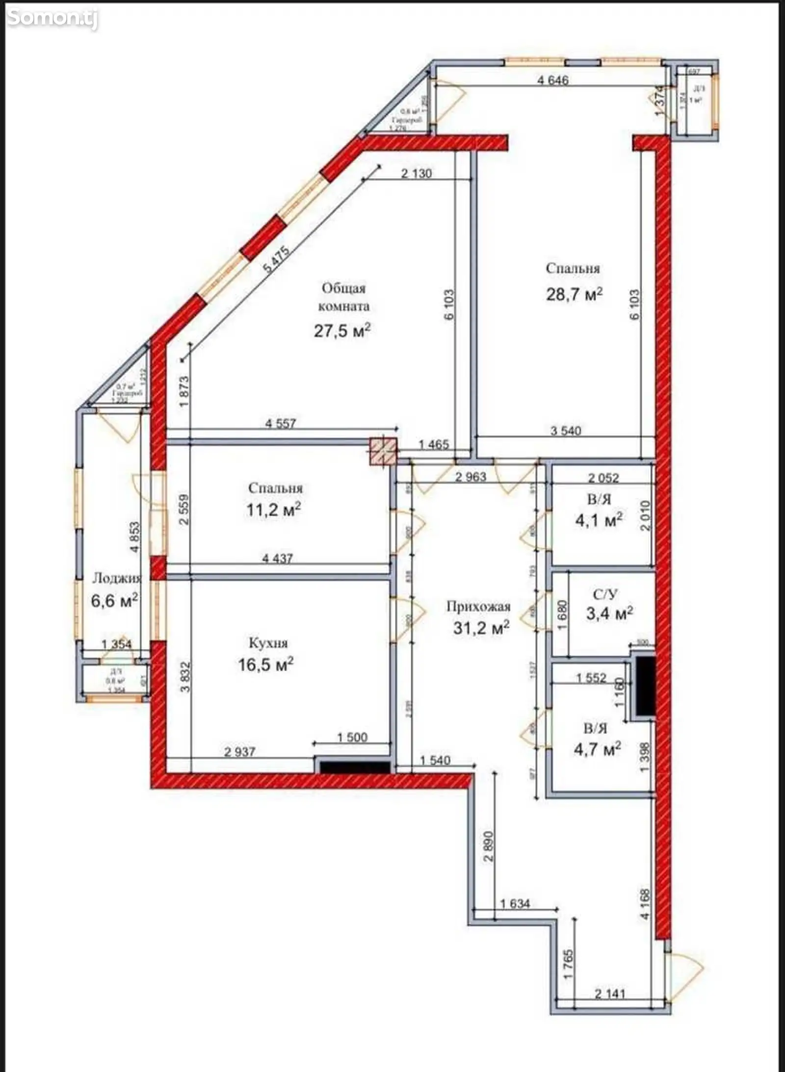 3-комн. квартира, 5 этаж, 136 м², Исмоили Сомони-1