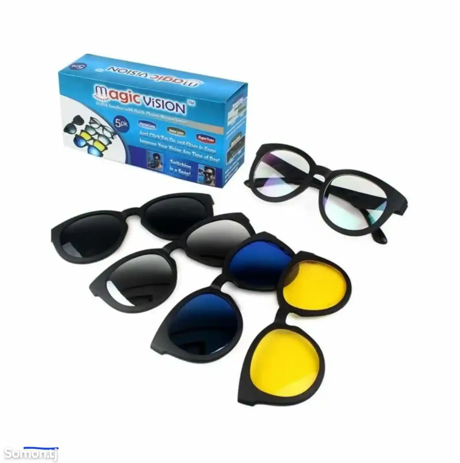 Солнцезащитные антибликовые очки с магнитными насадками 5 в 1 Magic vision-3