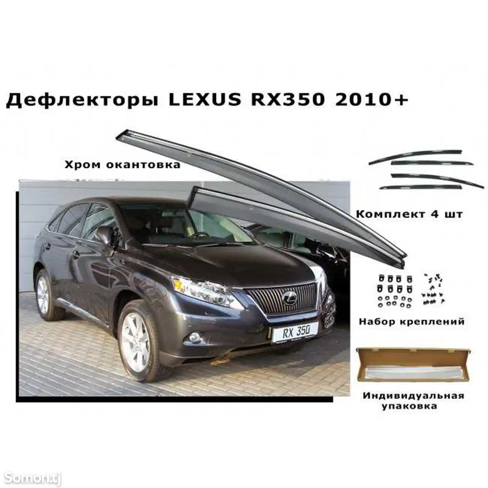 Дефлекторы окон от Lexus RX2010-2015 хром-3