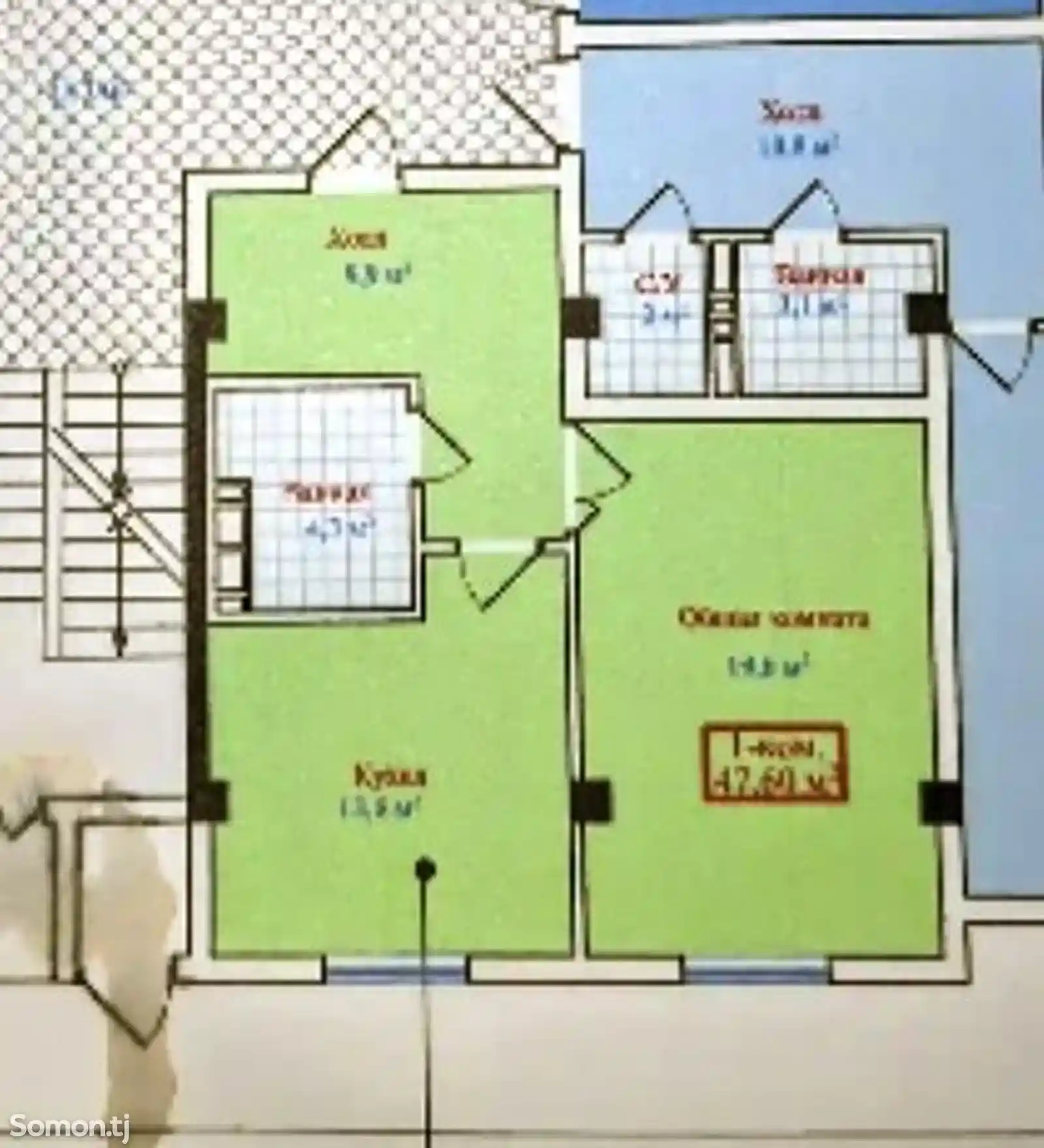 2-комн. квартира, 1 этаж, 49 м², 34мкр-2