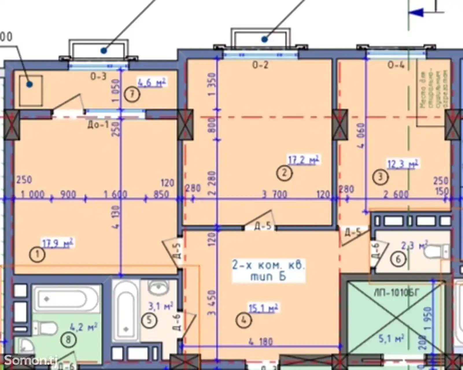 2-комн. квартира, 10 этаж, 76 м², 20 мкр-2