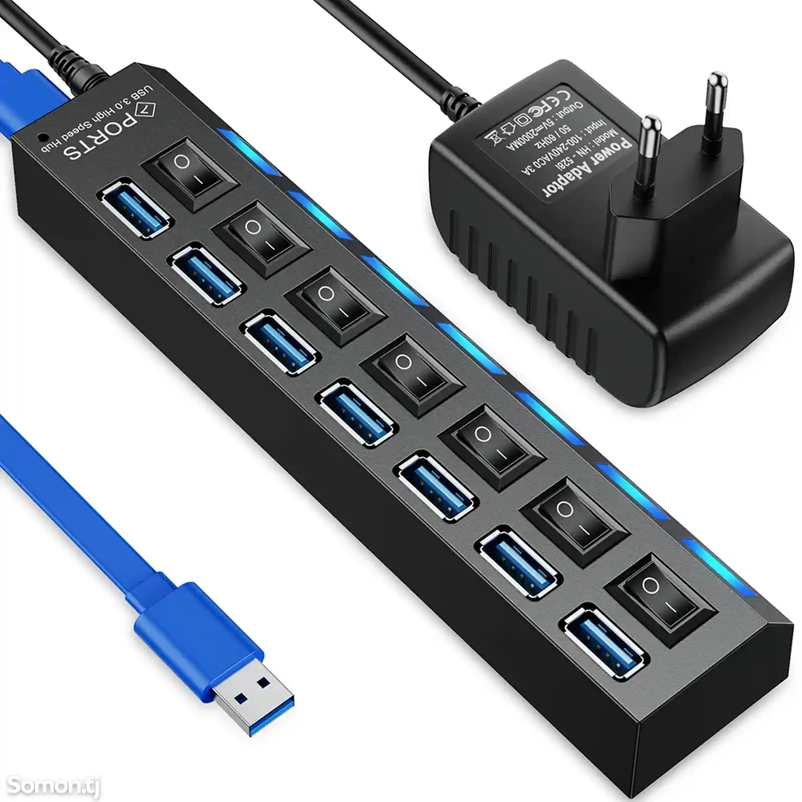 Разветвитель 3.0 Usb Hub USB-концентратор с адаптером питания-1