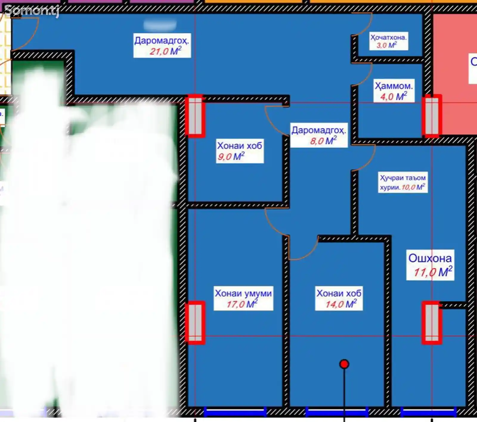 3-комн. квартира, 12 этаж, 102 м², Сино-2