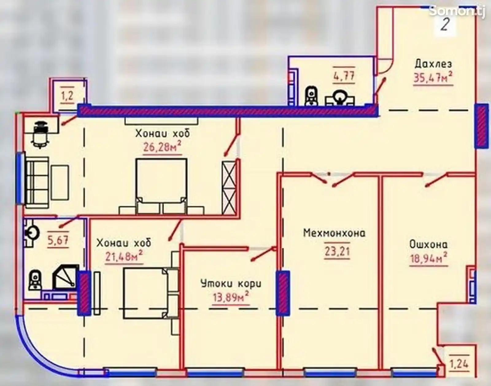 4-комн. квартира, 9 этаж, 152 м², Сино-4