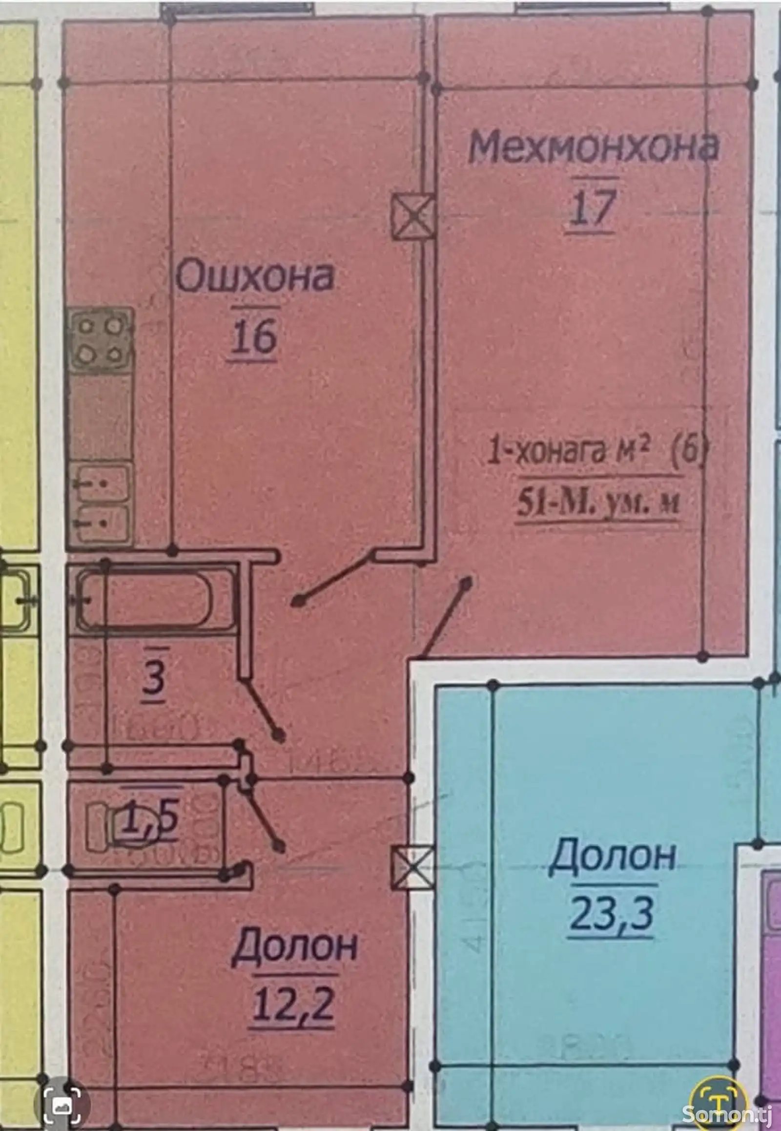 2-комн. квартира, 4 этаж, 51 м², поворот Ленинграда