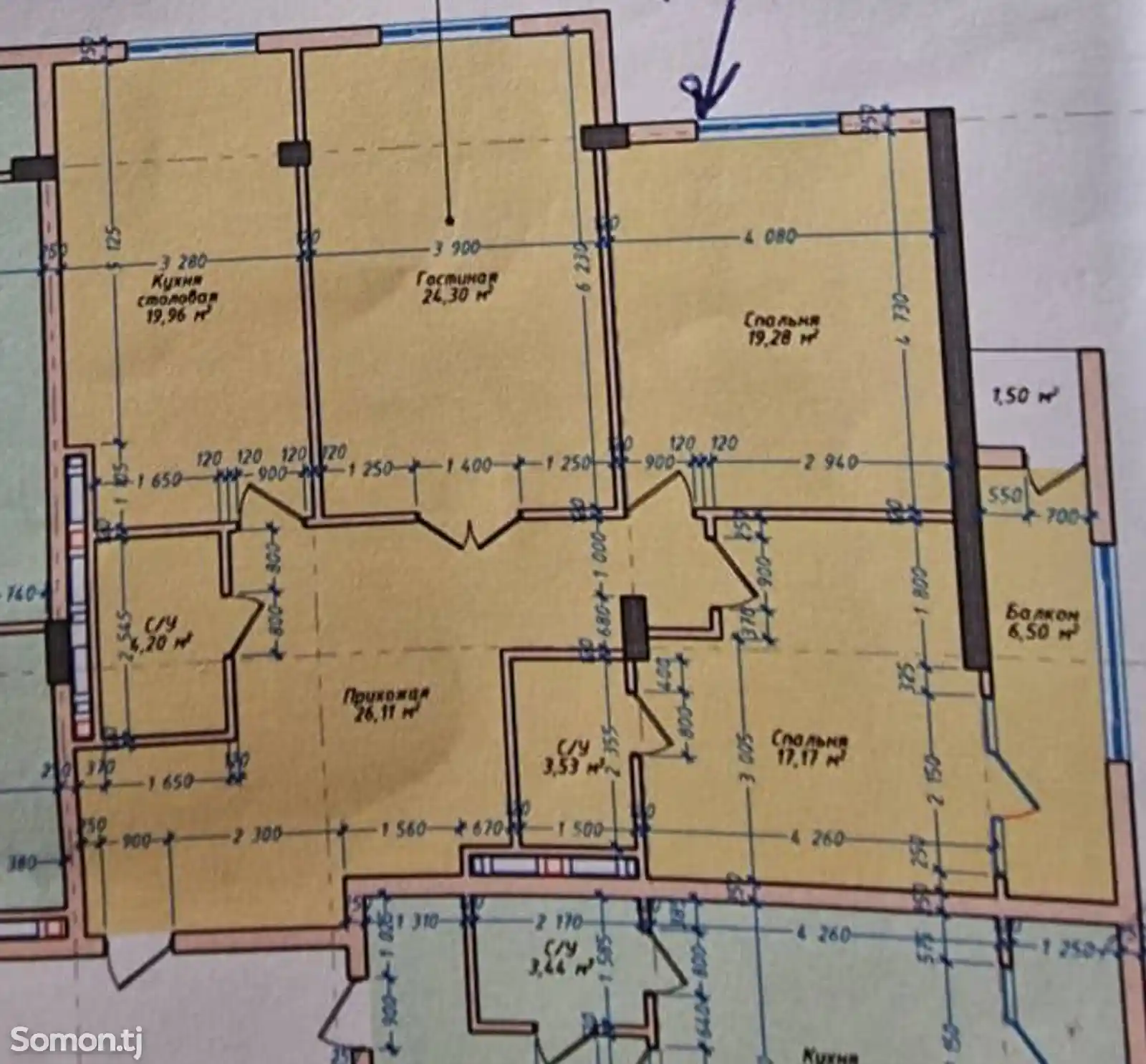 3-комн. квартира, 4 этаж, 123 м², Сафо-2