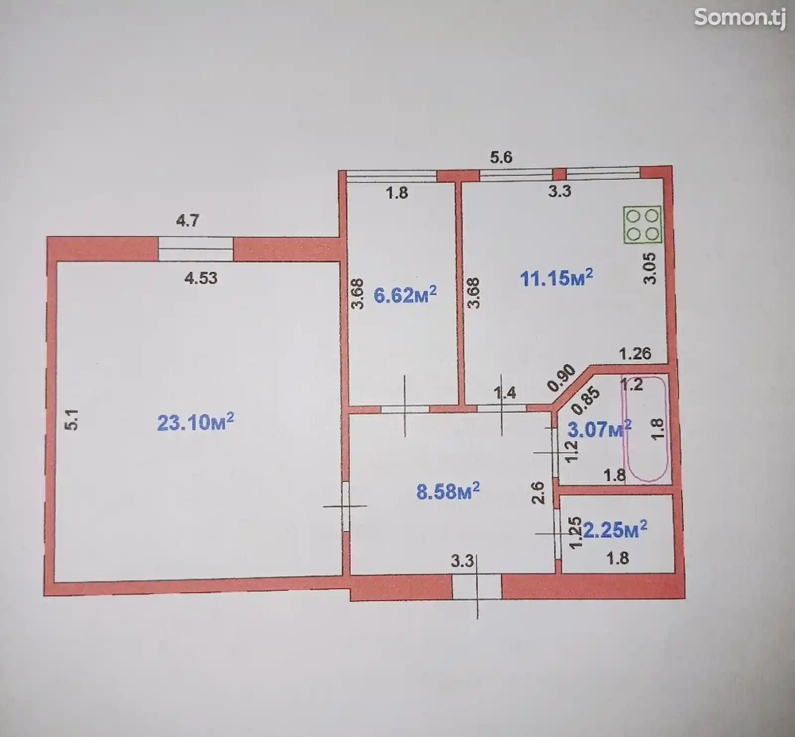 2-комн. квартира, 4 этаж, 58 м², Городской музей-12