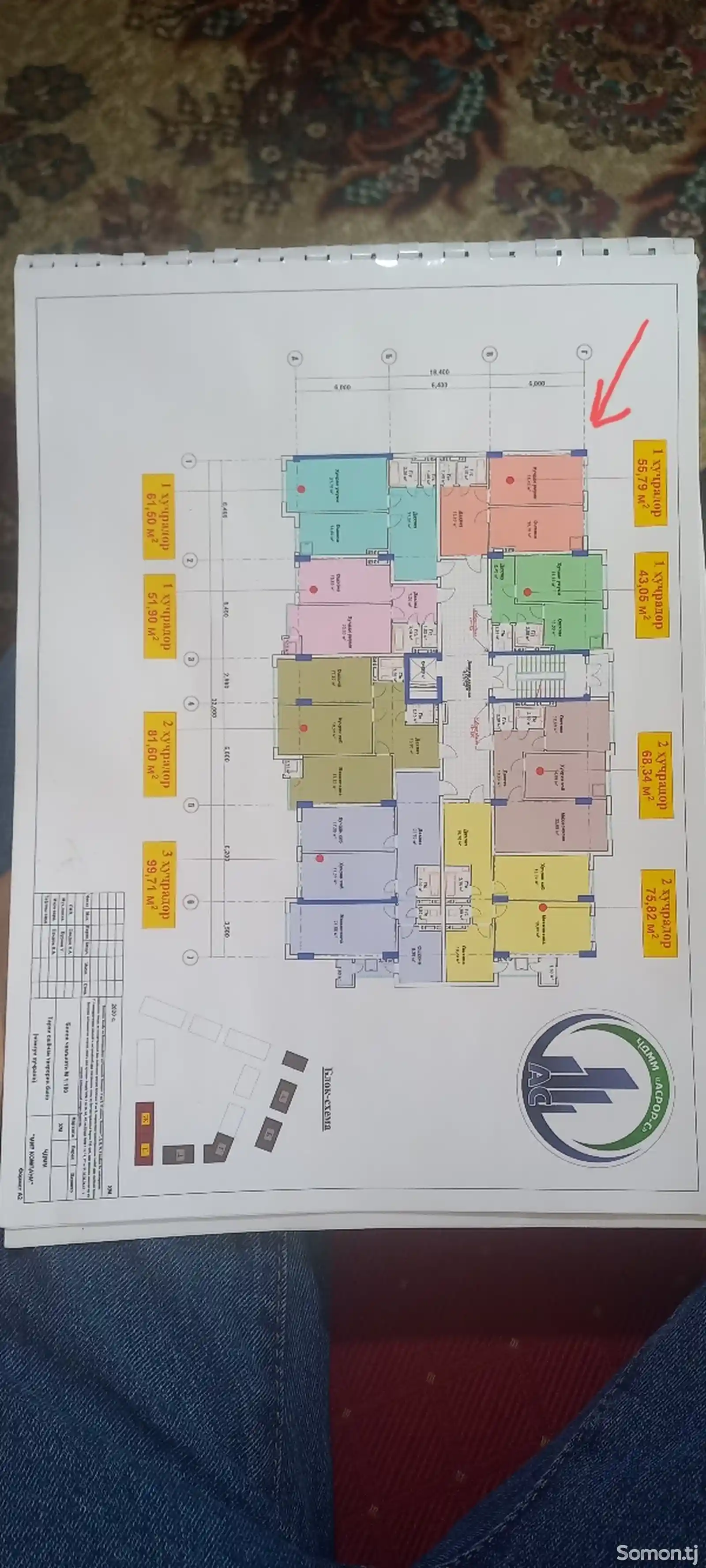 2-комн. квартира, 4 этаж, 56 м², Шохмансур-3