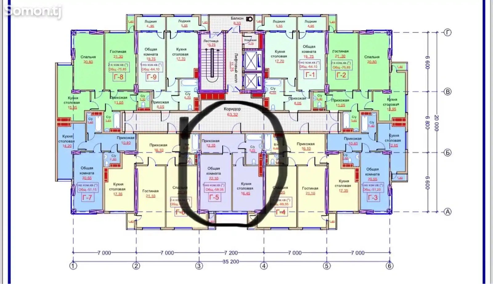 1-комн. квартира, 9 этаж, 58 м², Сино, 82 микрорайон-2