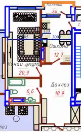 1-комн. квартира, 3 этаж, 65 м², Шохмансур-2