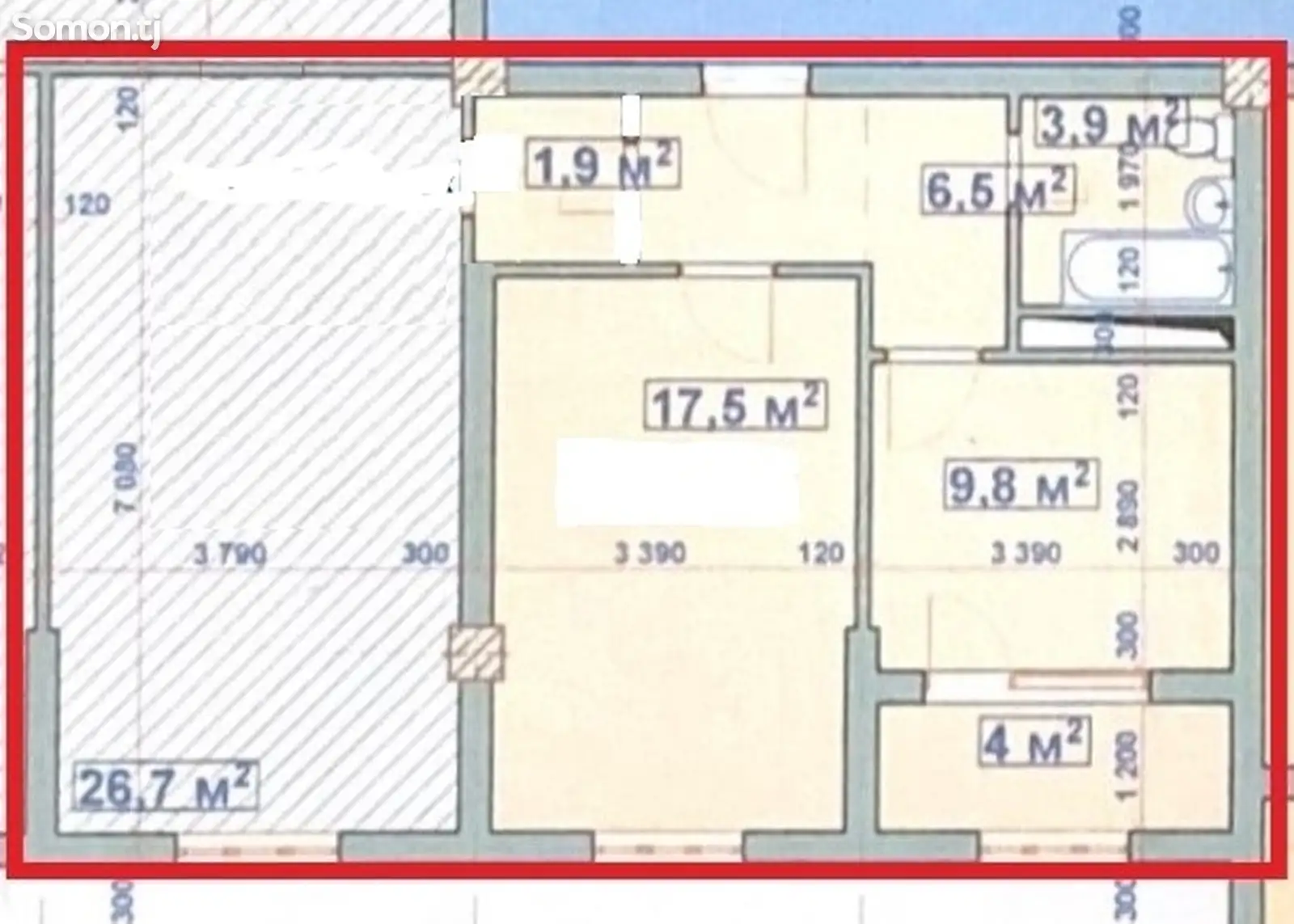 2-комн. квартира, 6 этаж, 70 м², Исмоили Сомони-4