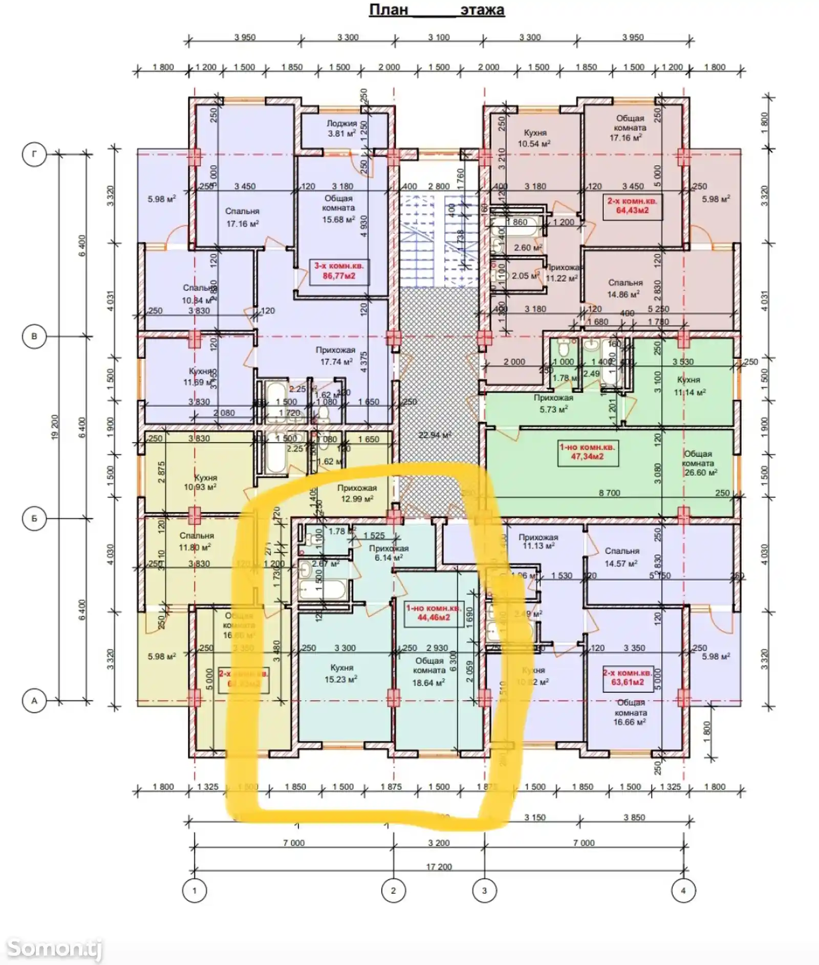 1-комн. квартира, 6 этаж, 45 м², Дустии халкхо доми 62 Б-7