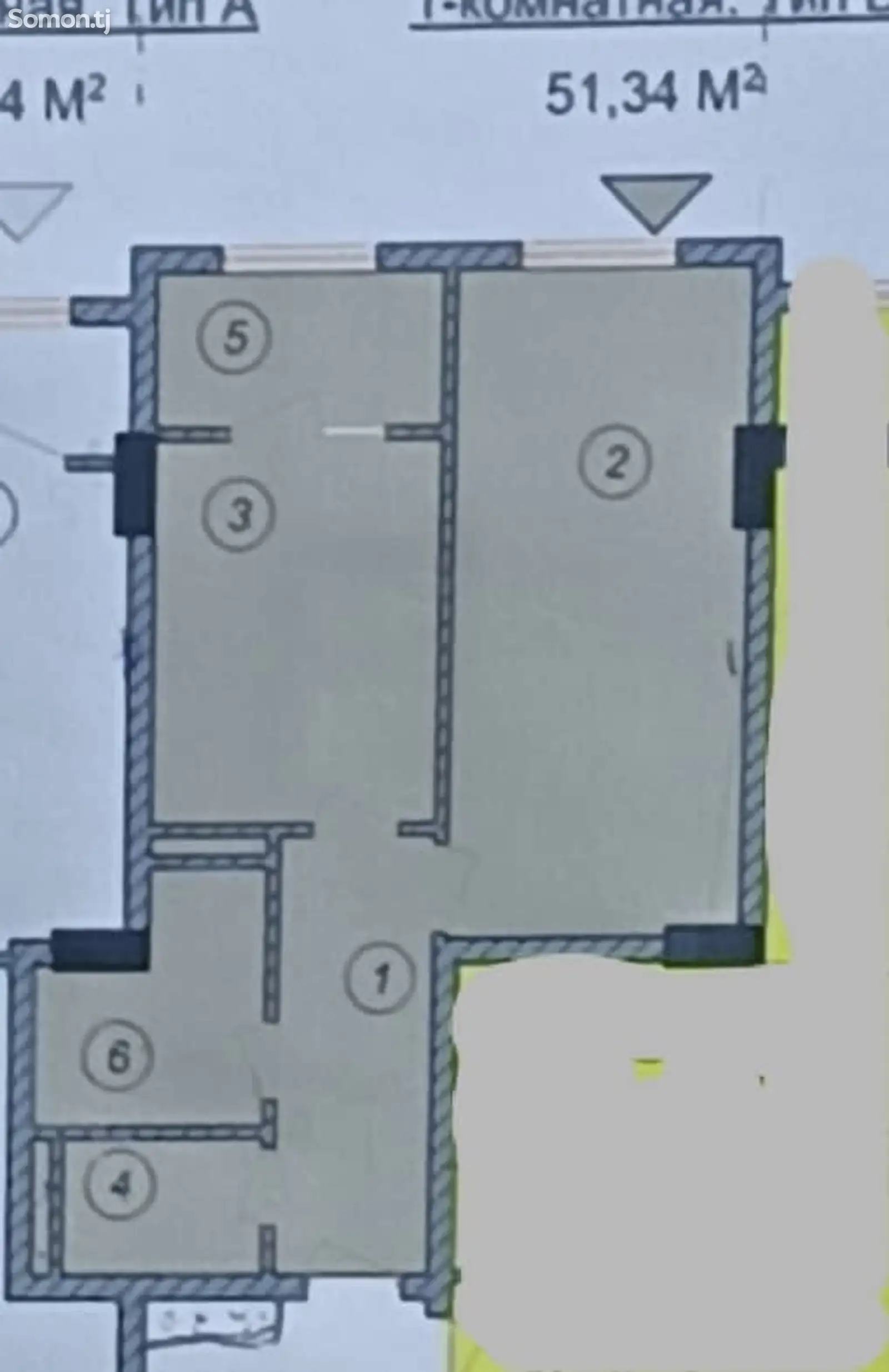 1-комн. квартира, 9 этаж, 51 м², зелёный базар-1