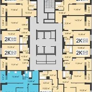 2-комн. квартира, 11 этаж, 53 м², гардиши фабрика