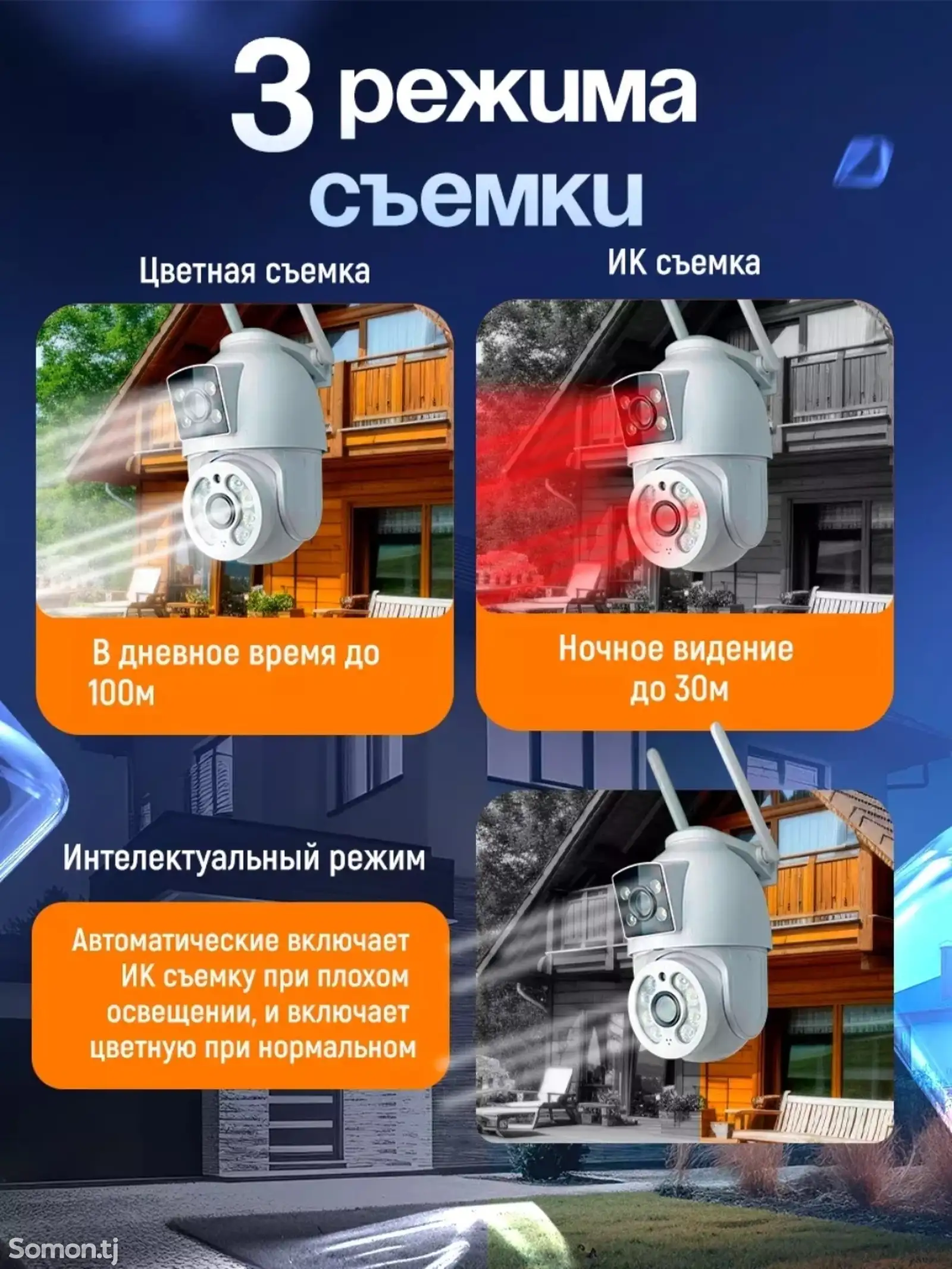 Уличная Wi-Fi камера 8мп, двойной объектив, iCsee-7