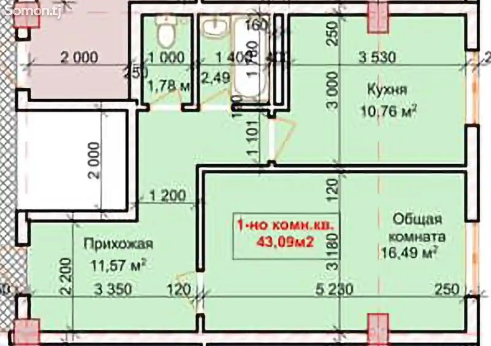 1-комн. квартира, 5 этаж, 43 м², С. Айни, паспортный стол-6