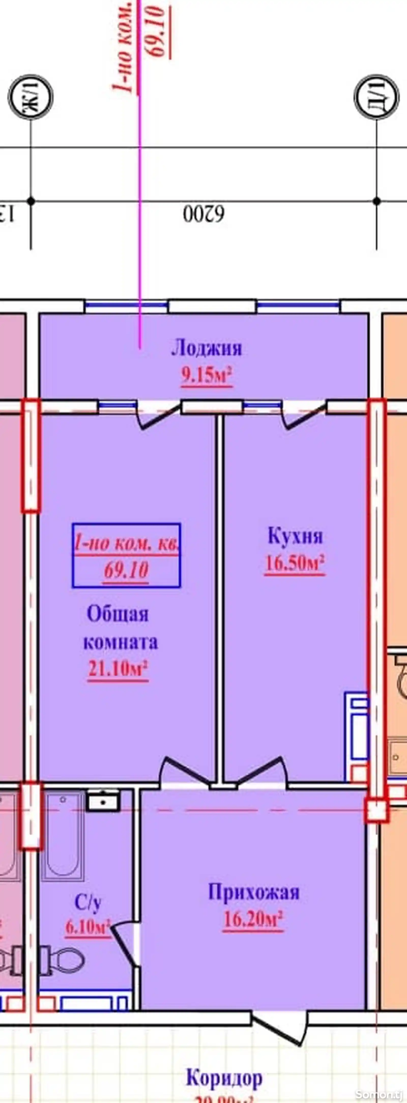 1-комн. квартира, 16 этаж, 70 м², Сино -2