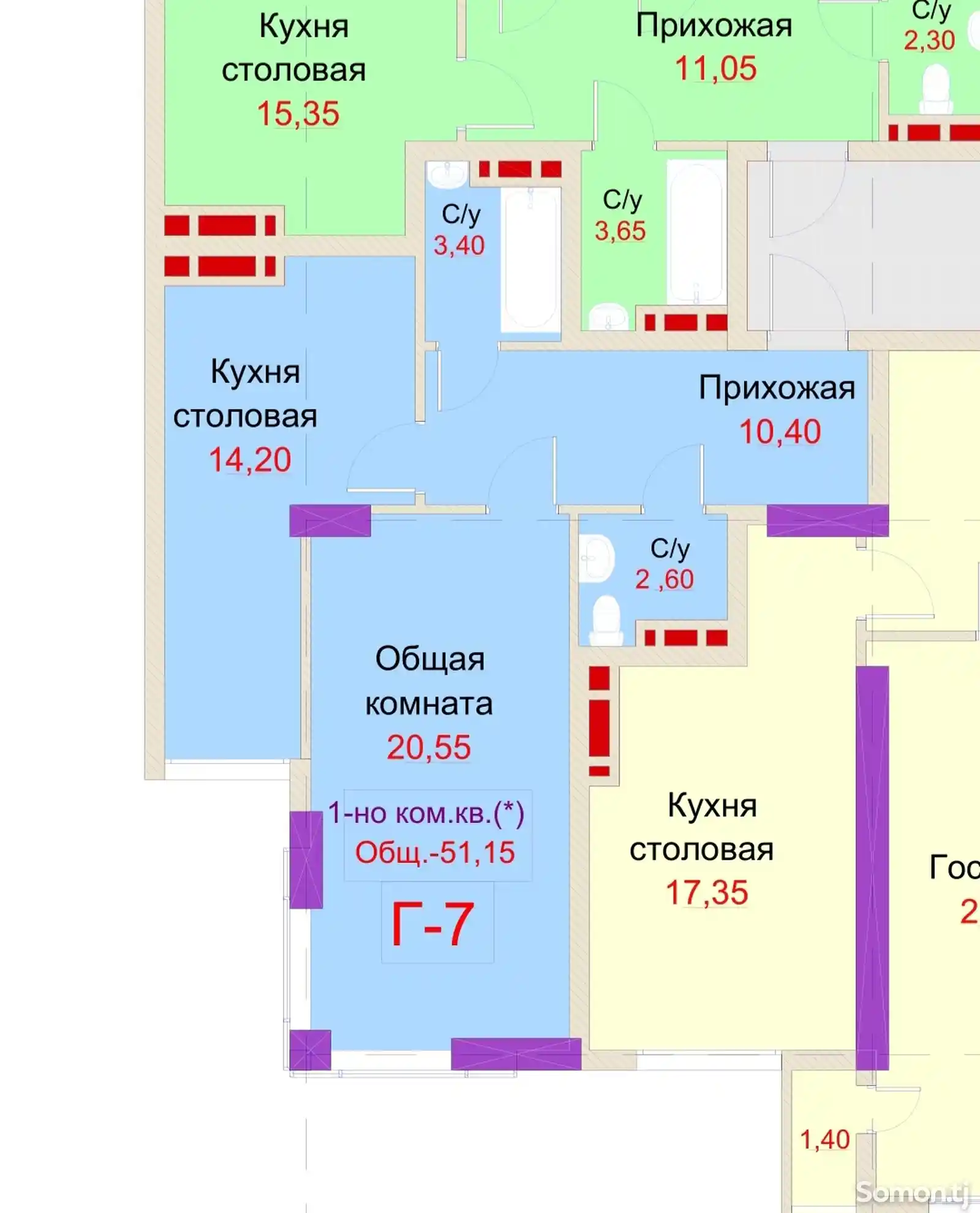 2-комн. квартира, 4 этаж, 52 м², 82 мкр, Мост-4