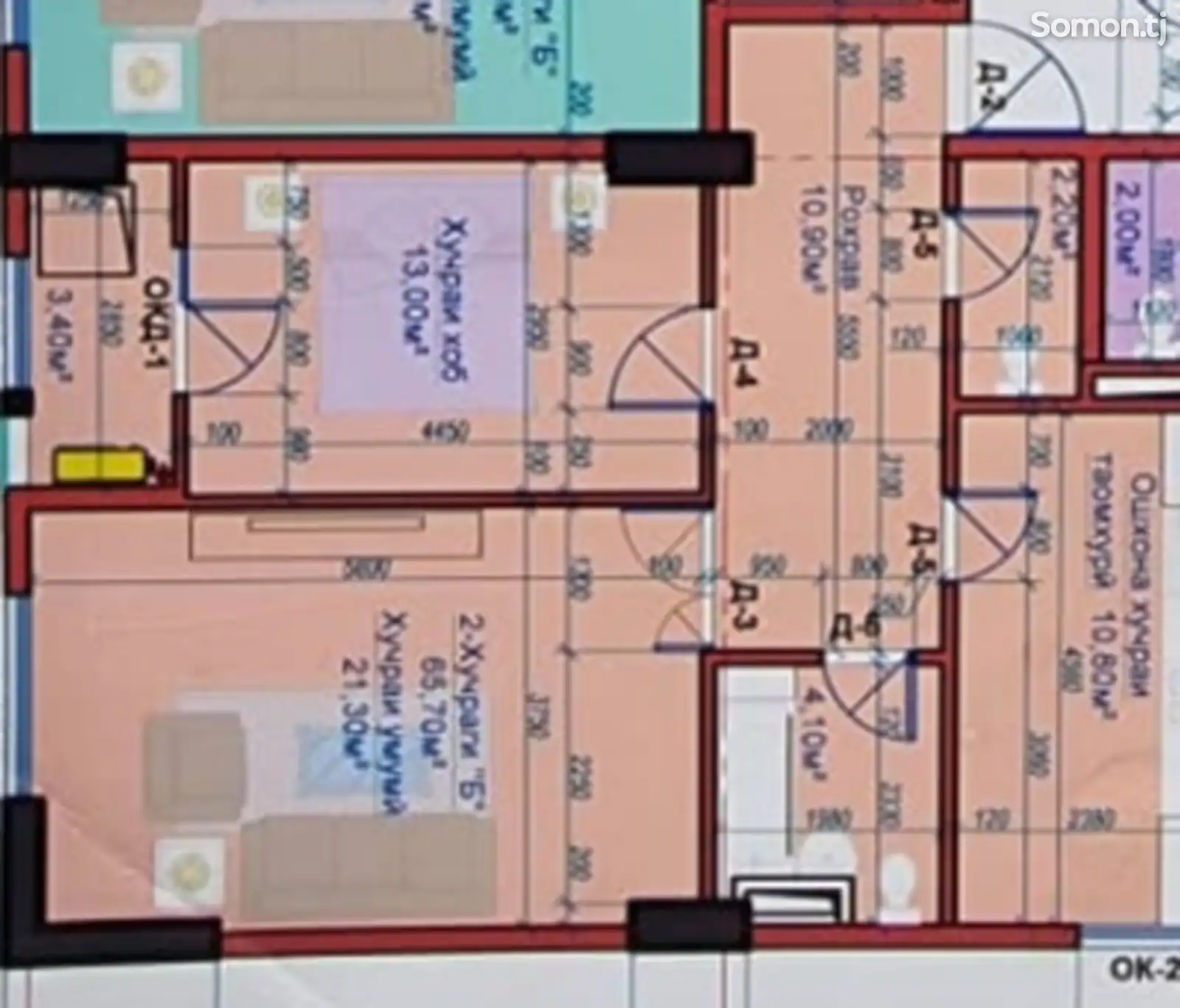 2-комн. квартира, 10 этаж, 69 м², чойхонаи Шумон-11