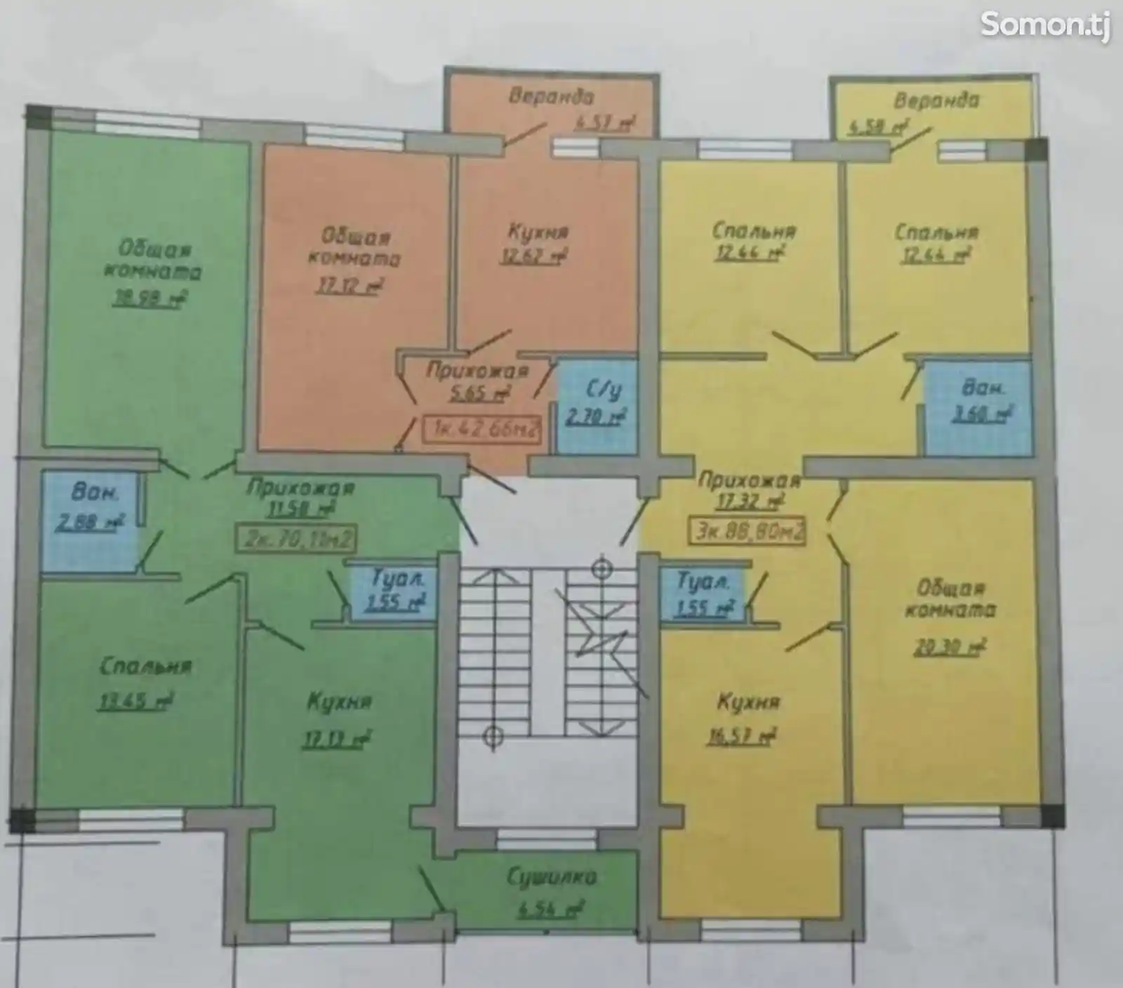 2-комн. квартира, 4 этаж, 70 м², 8 мкр♧◇ кругаш ♤♡-4