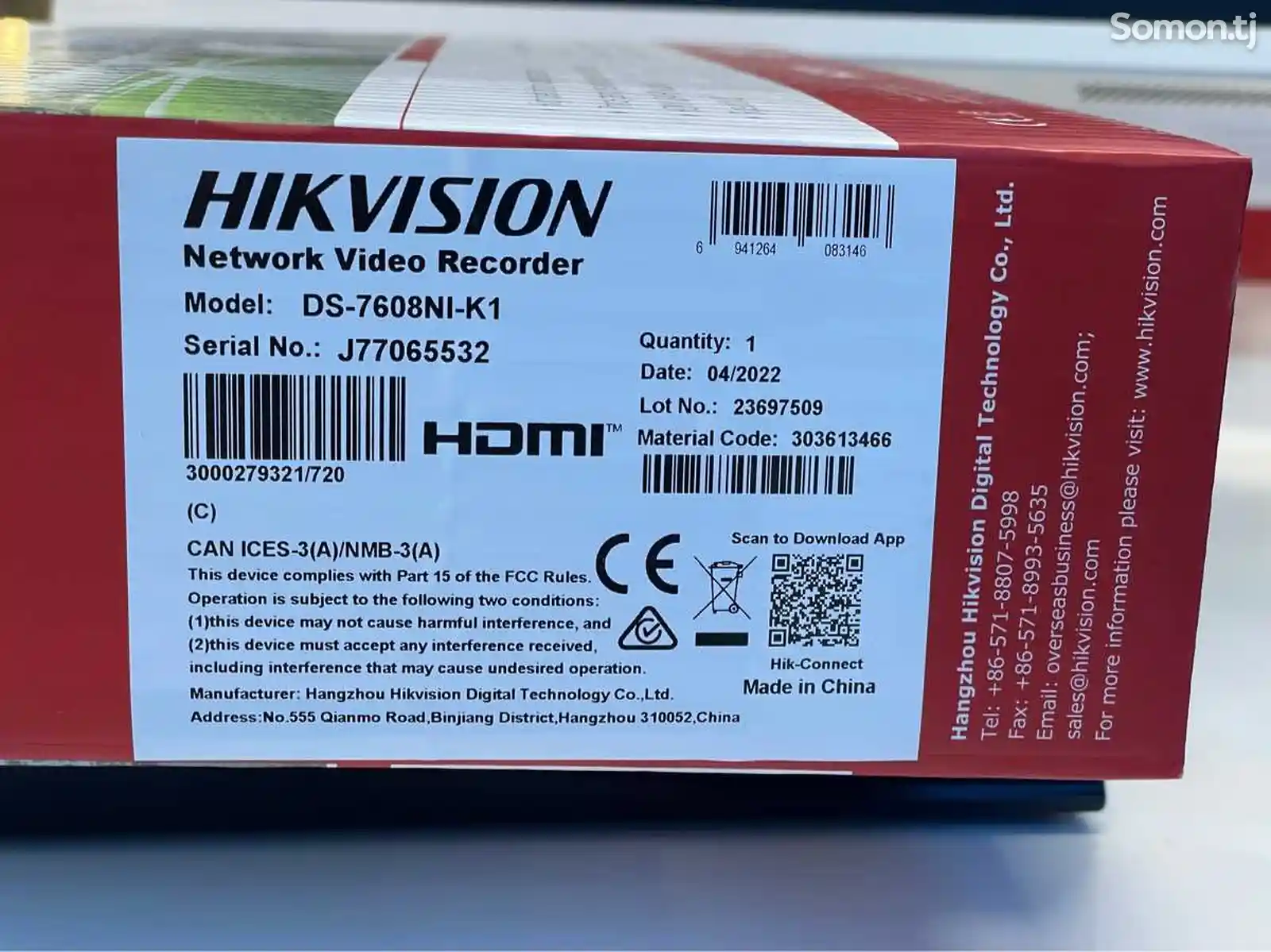 База видеорегистратор Hikvision 8 порт NVR DS-7608NI-K1-4
