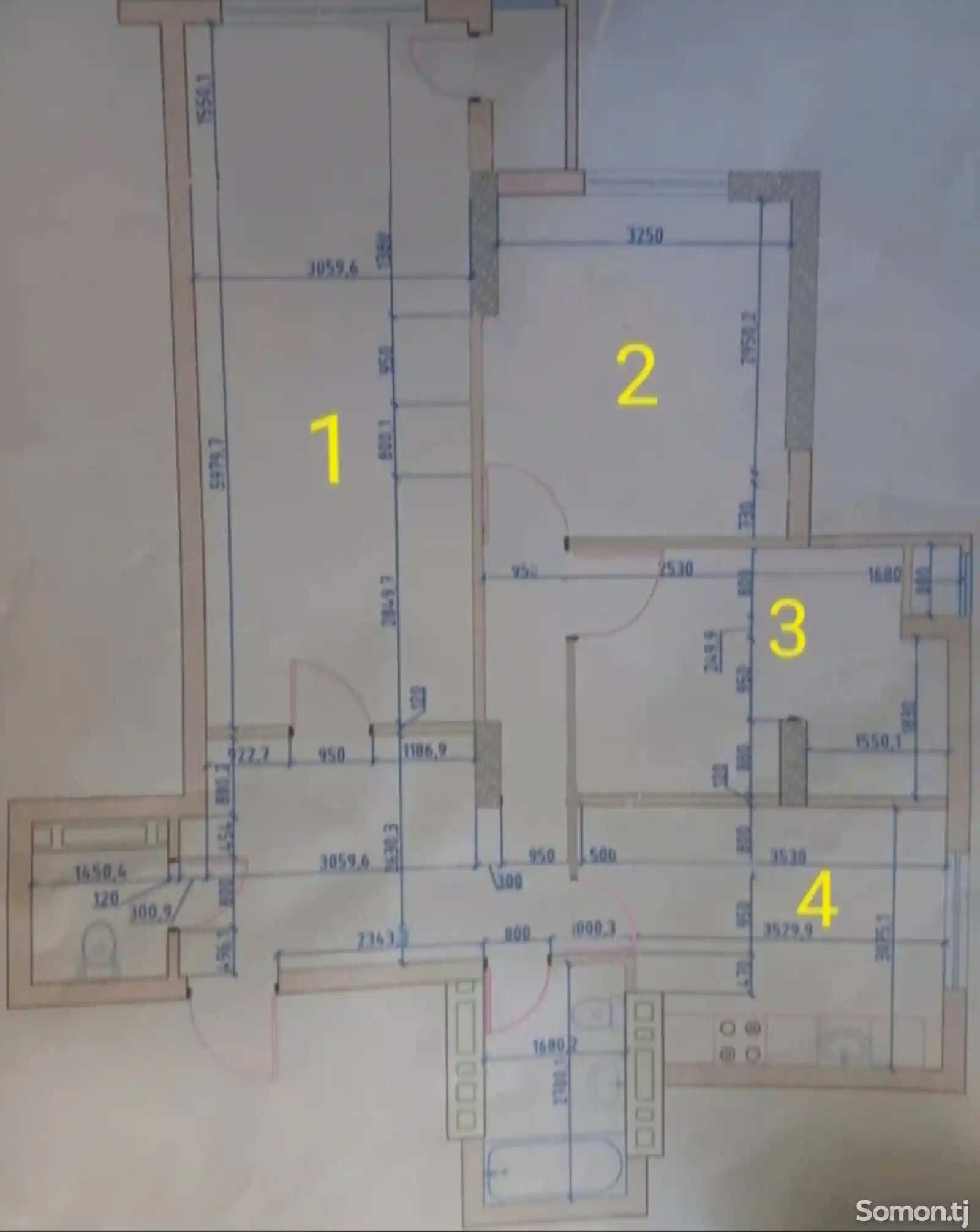 3-комн. квартира, 11 этаж, 81 м², И. Сомони-2