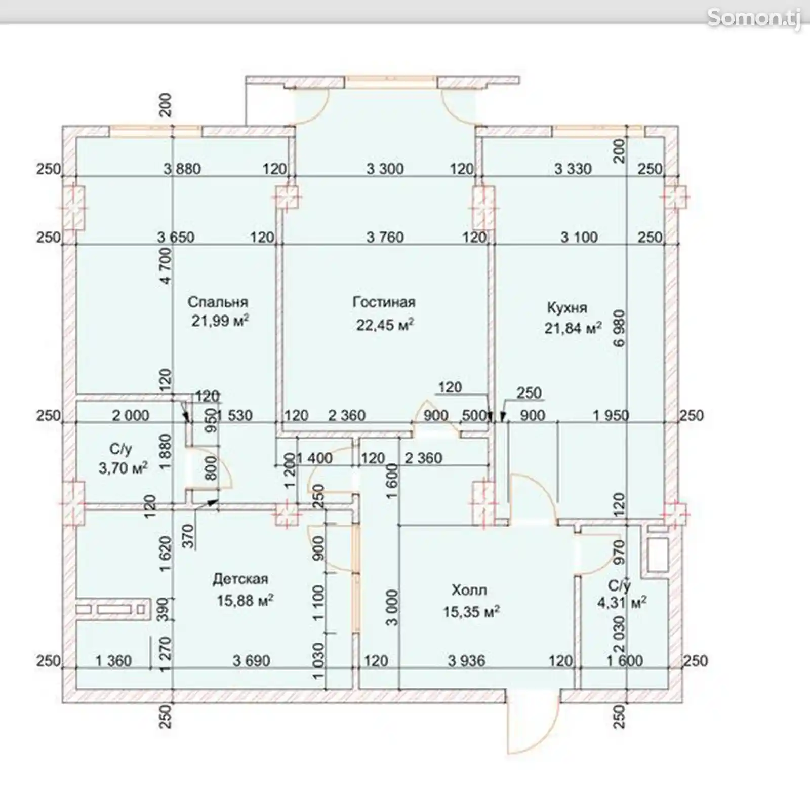 3-комн. квартира, 12 этаж, 100 м², водонасос-8