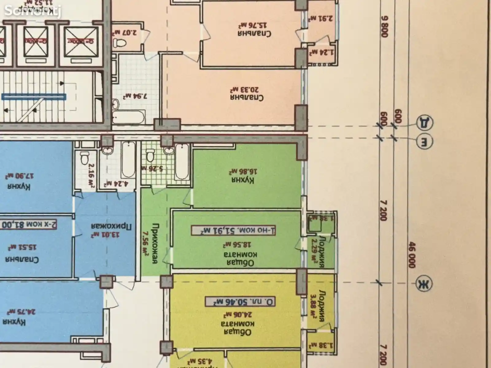 1-комн. квартира, 14 этаж, 56 м², Шохмансур-8