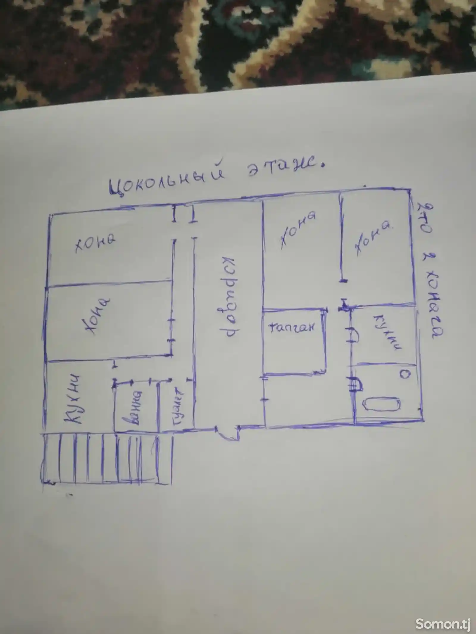 2-комн. квартира, Цокольный этаж, 120 м², Шохмансур-3