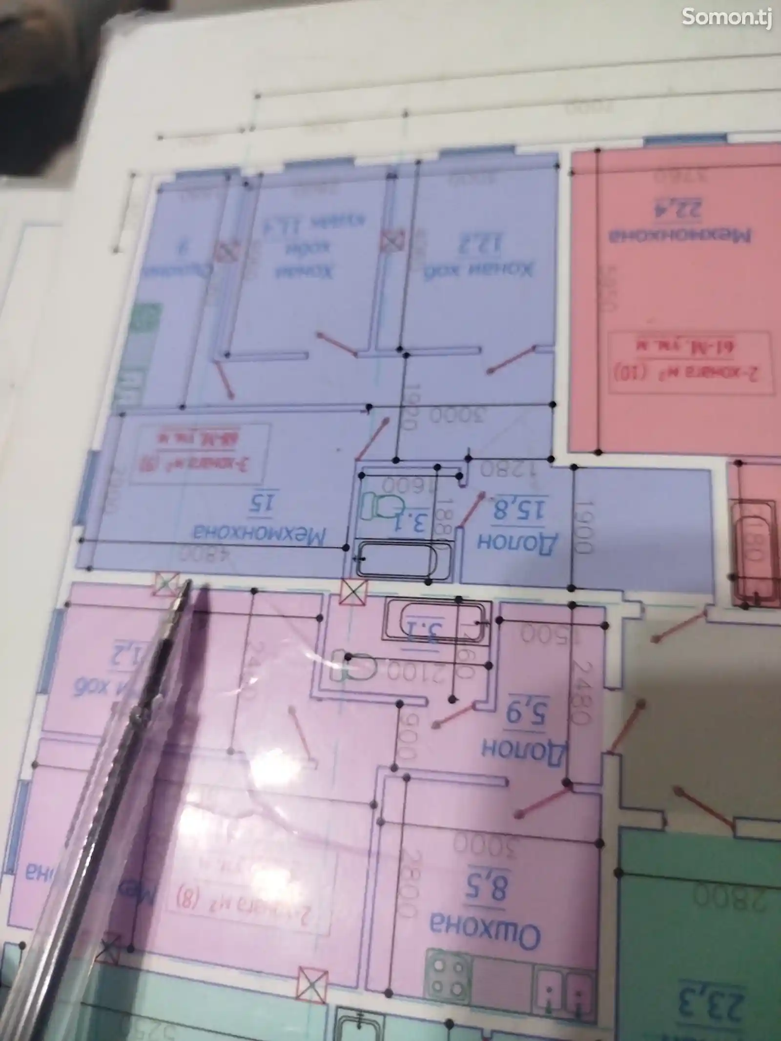 3-комн. квартира, 2 этаж, 68 м², поворот Ленинград