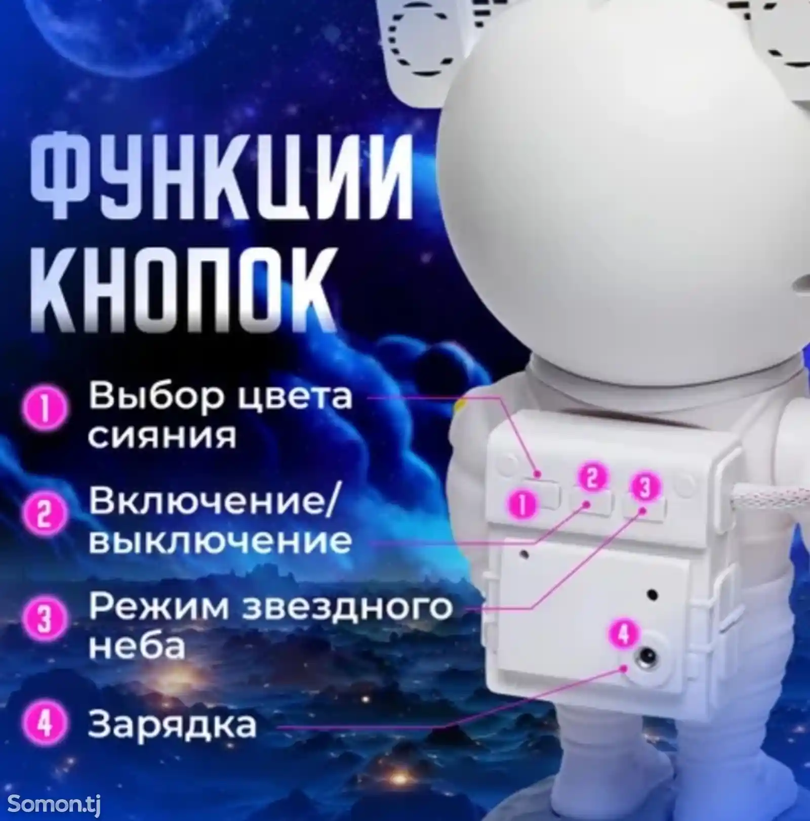 Ночник- проектор космонавт-4