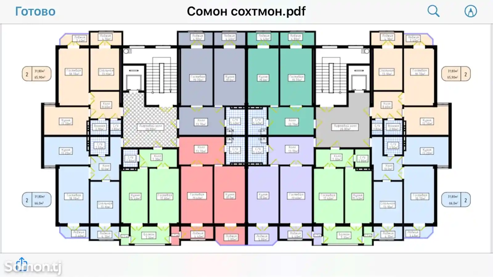 2-комн. квартира, 6 этаж, 67 м², Гульбахор-3