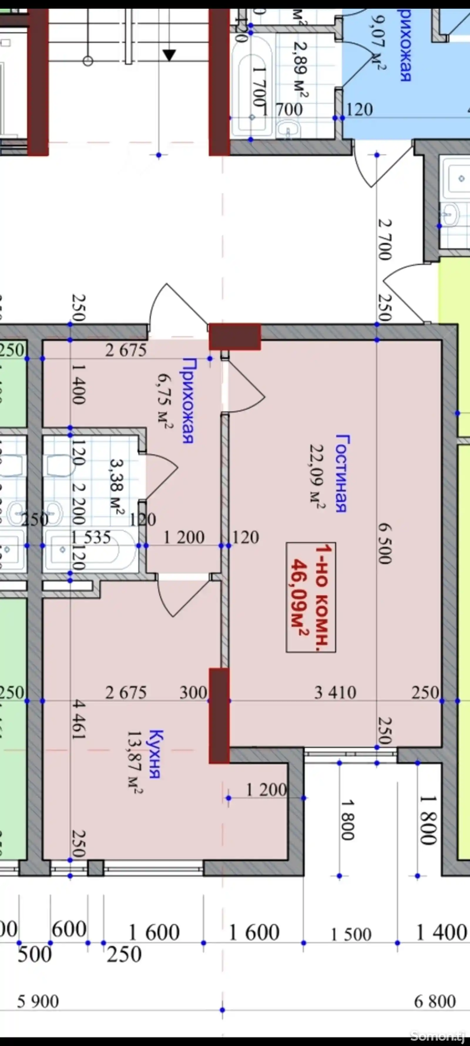 1-комн. квартира, 2 этаж, 46 м², Кривой, пеши масчит-2