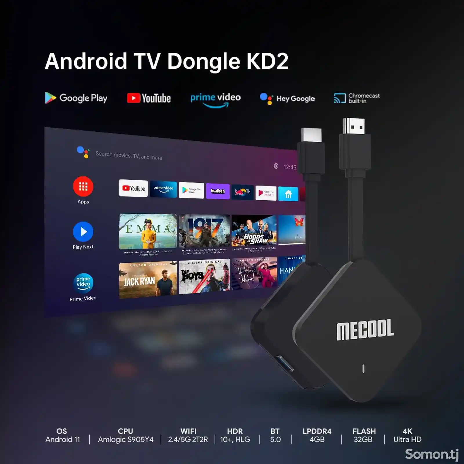 Mecool глобальная версия KD2 Amlogic S905Y4 TV Stick Android 11-5