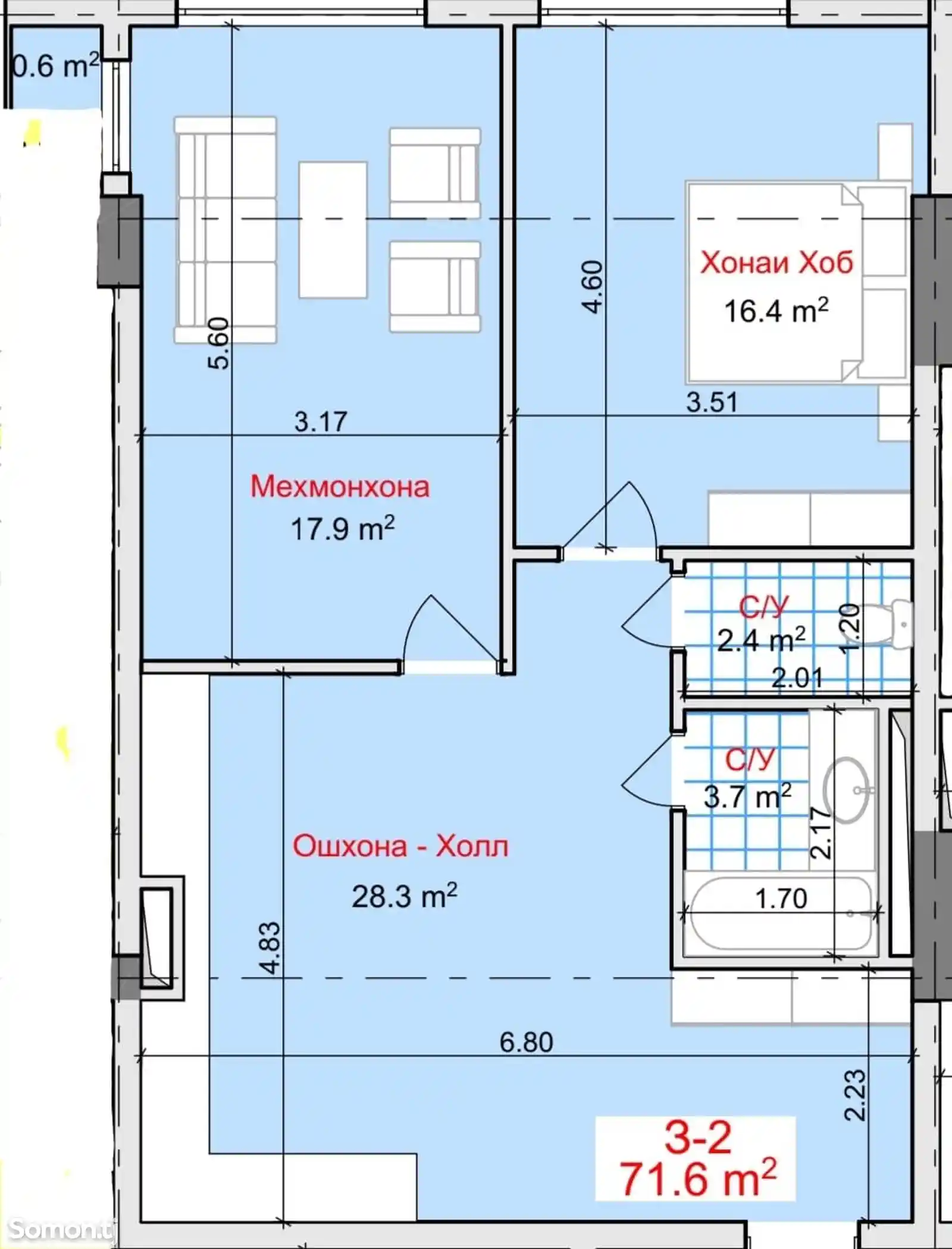 2-комн. квартира, 5 этаж, 71 м², Испечак-4